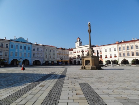 Square in Novy Jicin, Moravia, Czech Republic                              
