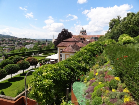 Melk, Austria - June 14 2012: Melk Abbey with Gardenのeditorial素材