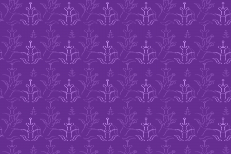 Seamless Purple Background with Floral Patternの写真素材
