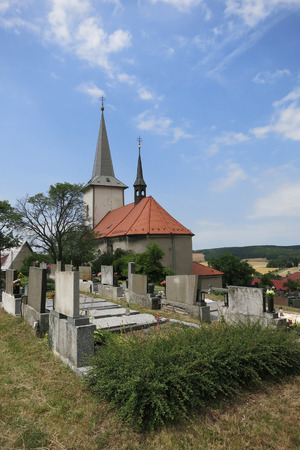 Bilavsko, Czech Republic - July 22 2017: Saint Bartholomew Church and cemeteryのeditorial素材