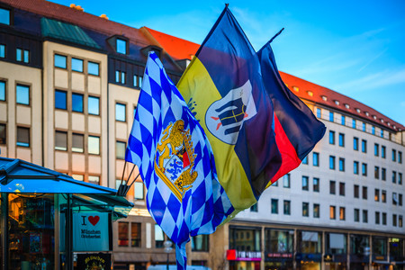 Flags in the town at Munich, Germanyのeditorial素材