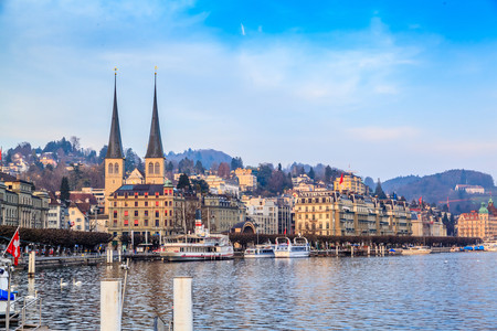 Lakeshore town of Lucerneのeditorial素材