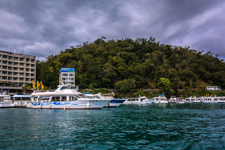 Taiwan's Sun Moon Lake in Nantouのeditorial素材