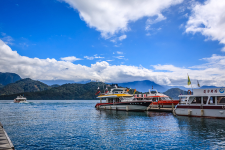 Taiwan's Sun Moon Lake in Nantouのeditorial素材