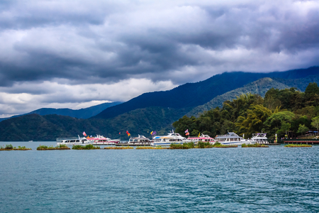 Taiwan's Sun Moon Lake in Nantouのeditorial素材