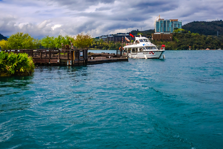 Taiwan's Sun Moon Lake in Nantouのeditorial素材
