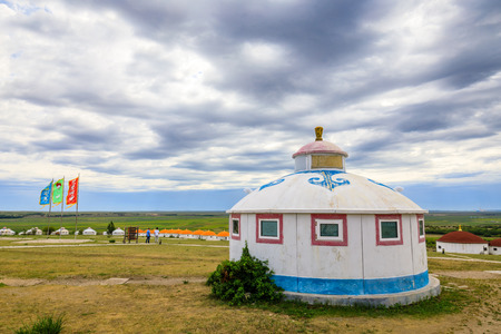 Inner Mongolia Hulunbeier Bayan Huoshu Mongolian tribes yurtsのeditorial素材
