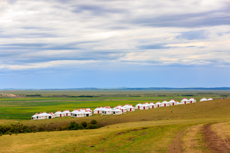 Inner Mongolia Hulunbeier Bayan Huoshu Mongolian tribes yurtsの写真素材