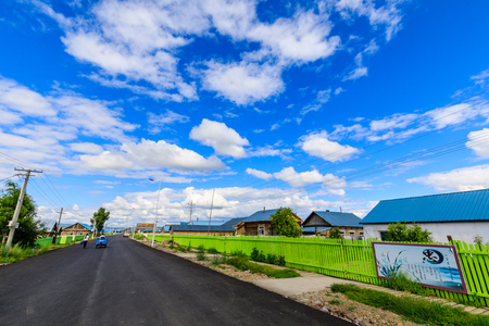 Inner Mongolia Hulun Buir hundred years old wooden hotelのeditorial素材