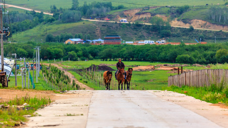Inner Mongolia horse riderの写真素材