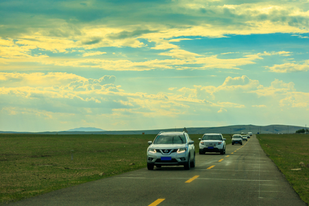 Inner Mongolia Hulun Buir beautiful highway sceneryのeditorial素材