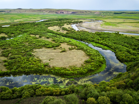 Inner Mongolia Hulunbeier Bayan Huoshu Mongolian tribes wetlandsの写真素材