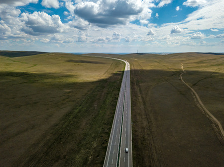 Inner Mongolia Hulun Buir along the beauty of aerial photographyの写真素材