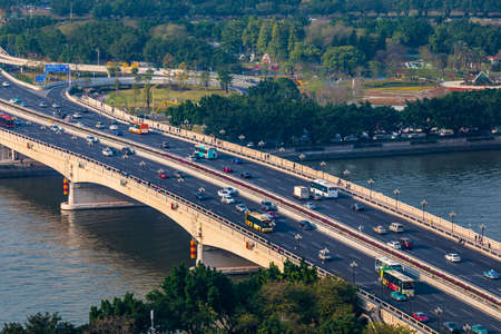 Guangzhou Bridge scenery at Guangzhou City, Guangdong Province, Chinaのeditorial素材
