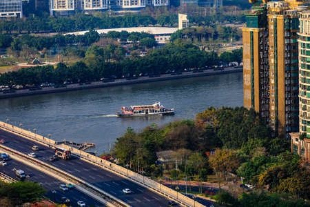 Guangzhou Bridge and Guangzhou City scenery, Guangdong Province, Chinaのeditorial素材