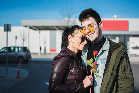 Enjoying in hug.の写真素材