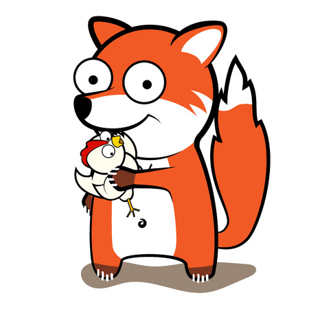 fox stole a chicken.のイラスト素材