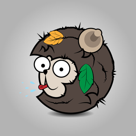 Happy brown wily hedgehog roundのイラスト素材