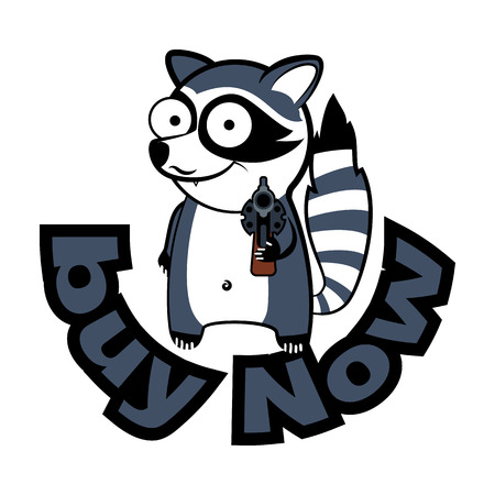 Happy raccoon with a gun in his handのイラスト素材
