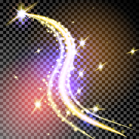 Transparent yellow star trail with particles. Vector effectsのイラスト素材