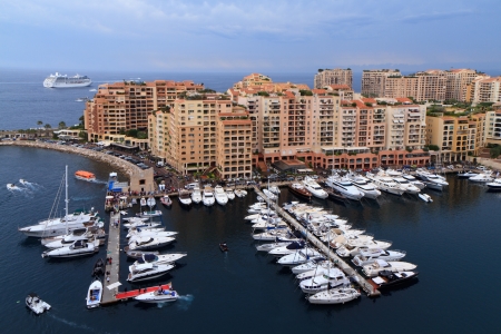 Port of Fontvieille viewed from Palace walls, Monte Carlo, Monaco のeditorial素材