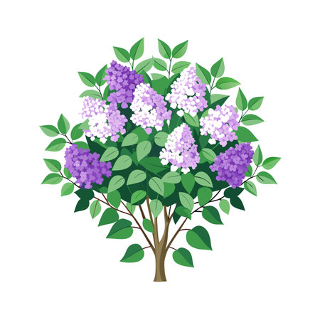 Beautiful flowers tree and bush flat style vector illustrationのイラスト素材