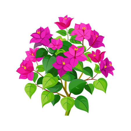 Beautiful flowers tree and bush flat style vector illustrationのイラスト素材
