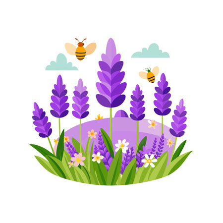 Beautiful Flower Plants Garden flat style vector illustrationのイラスト素材