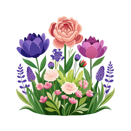 Beautiful Flower Plants Garden flat style vector illustrationのイラスト素材