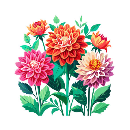 Beautiful Flower Plants Garden flat style vector illustrationのイラスト素材