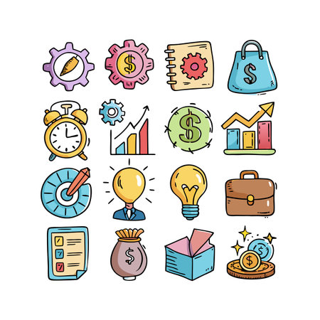 Business and Finance Icon Set Collection Vector Illustration for Documents, Websites and Applicationsのイラスト素材