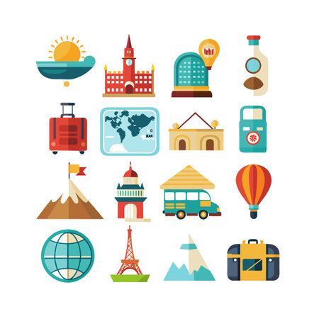 Travel Icon Set Vector Illustration for Documents, Websites and Mobile Applicationsのイラスト素材