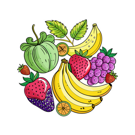 Realistic Fruits  Vector Illustration  Conceptsのイラスト素材