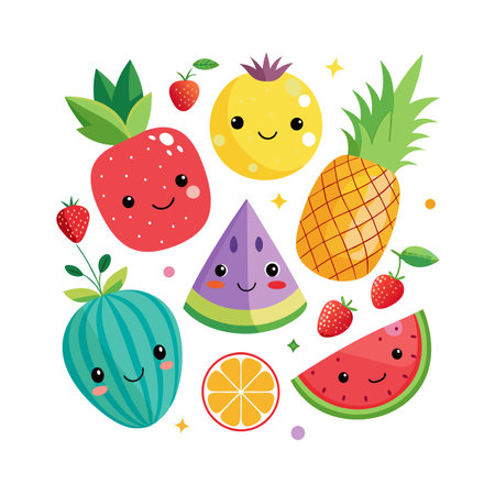 Realistic Fruits  Vector Illustration  Conceptsのイラスト素材