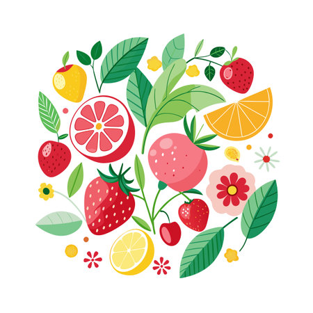 Realistic Fruits  Vector Illustration  Conceptsのイラスト素材