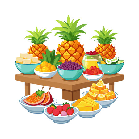 Realistic Fruits  Vector Illustration  Conceptsのイラスト素材