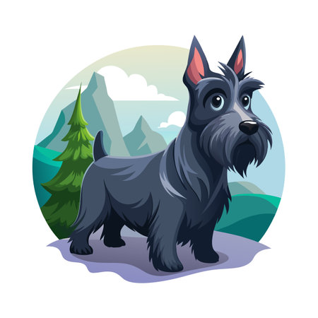 Realistic Vector Illustration of Cute Dogsのイラスト素材