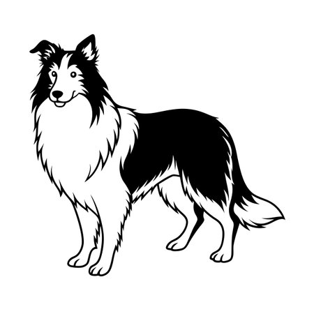 Realistic Outline Vector Illustration of Cute Dogのイラスト素材