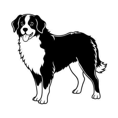 Realistic Outline Vector Illustration of Cute Dogのイラスト素材