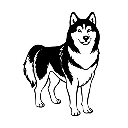 Realistic Outline Vector Illustration of Cute Dogのイラスト素材