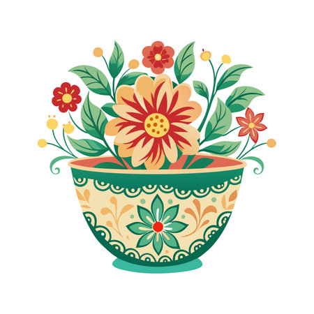 Flowerpot Houseplant Vector Illustrationのイラスト素材