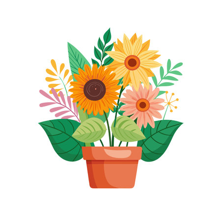 Flowerpot Houseplant Vector Illustrationのイラスト素材