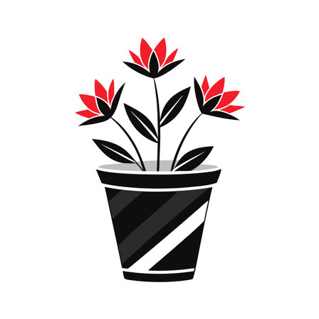 Flowerpot Houseplant Vector Illustrationのイラスト素材
