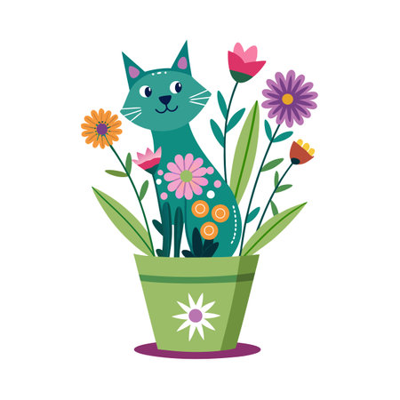 Flowerpot Houseplant Vector Illustrationのイラスト素材
