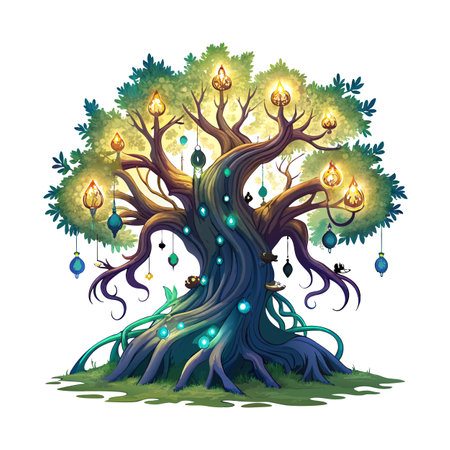Beautiful Single Big Tree Vector Illustrationのイラスト素材
