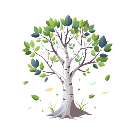 Beautiful Single Big Tree Vector Illustrationのイラスト素材