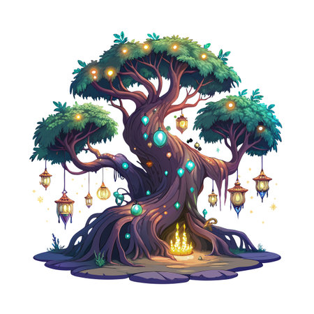 Beautiful Single Big Tree Vector Illustrationのイラスト素材