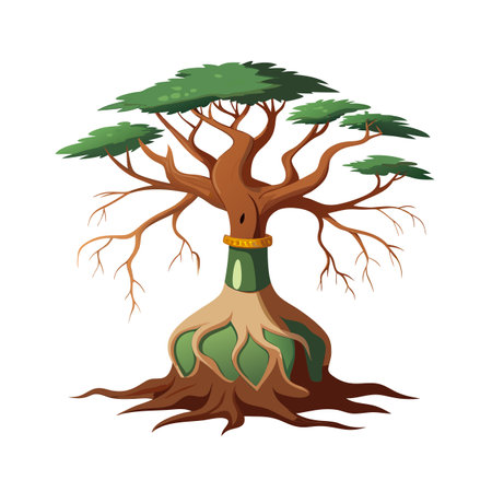 Beautiful Single Big Tree Vector Illustrationのイラスト素材