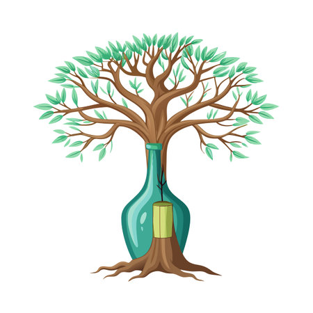 Beautiful Single Big Tree Vector Illustrationのイラスト素材