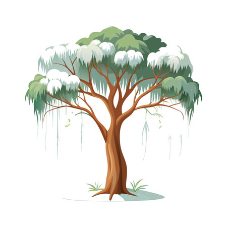 Beautiful Single Big Tree Vector Illustrationのイラスト素材